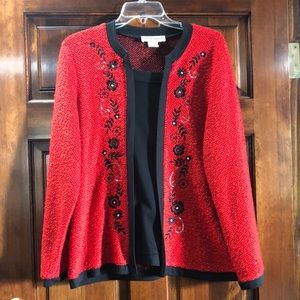 Red & black sweater with bling